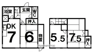 北海道帯広市西六条北2丁目15【テラスハウス】の間取り
